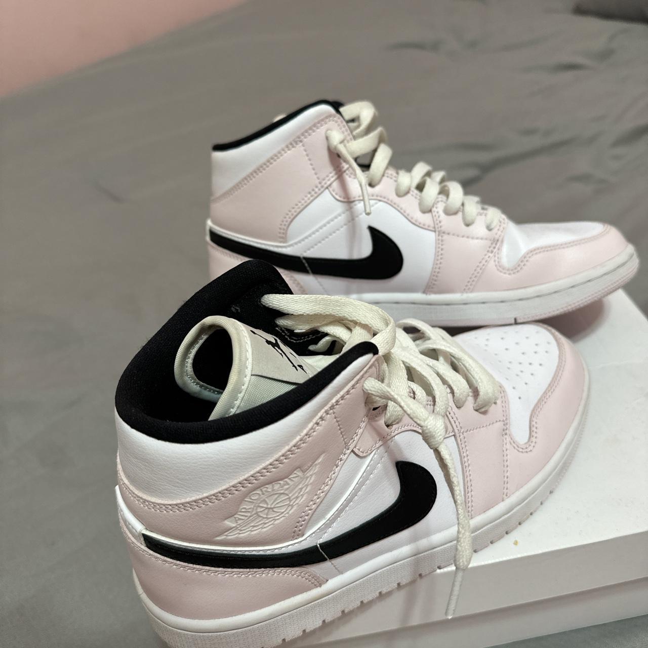 Air jordan 1 mid pink and white size 8 women’s... - Depop