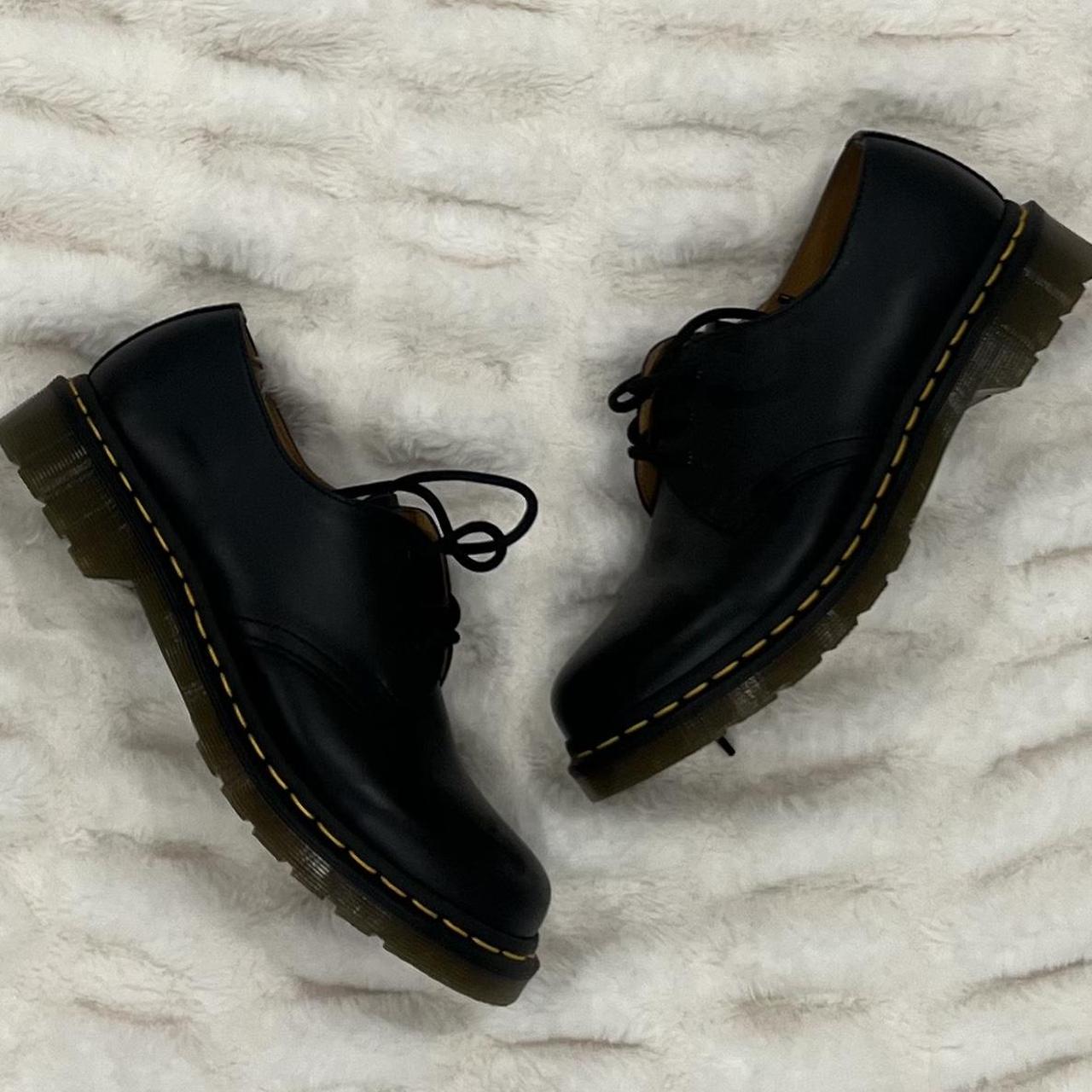 dr martens black leather clogs women’s size... - Depop