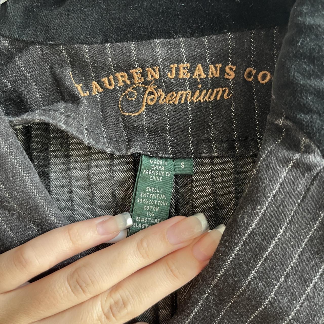 Mængde af Faktisk Hælde Lauren Jeans Co. cropped pinstripe textured jacket.... - Depop