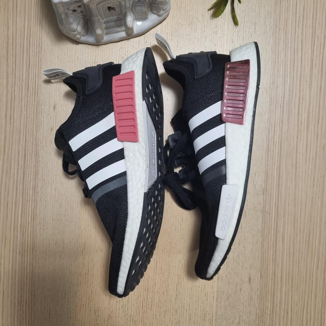 Adidas NMD R1 Black White Hazy Rose Worn once Depop