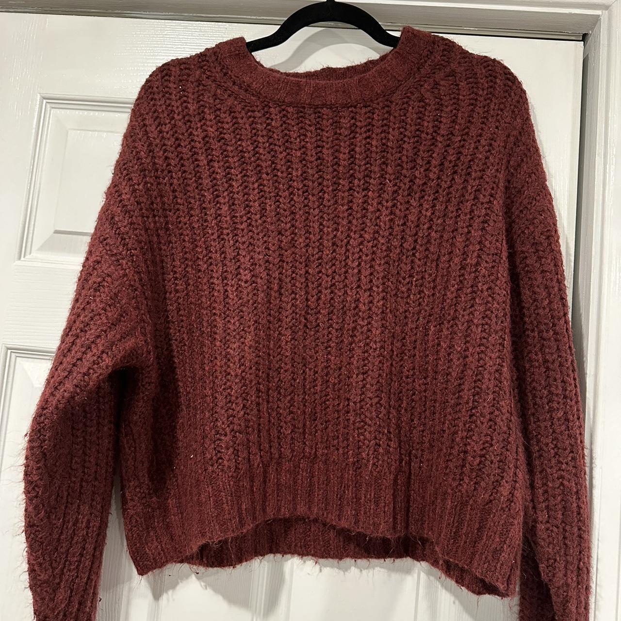 Women’s medium. Red/burgundy American Eagle knit... - Depop