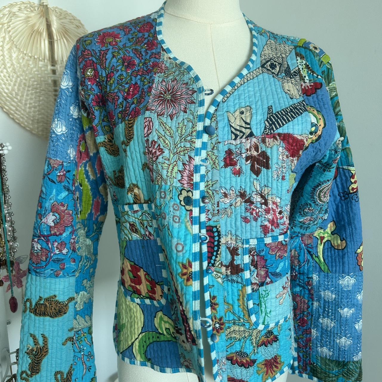 Women's Jacket - Blue/Multi - S – Blue patchwork … - image 1