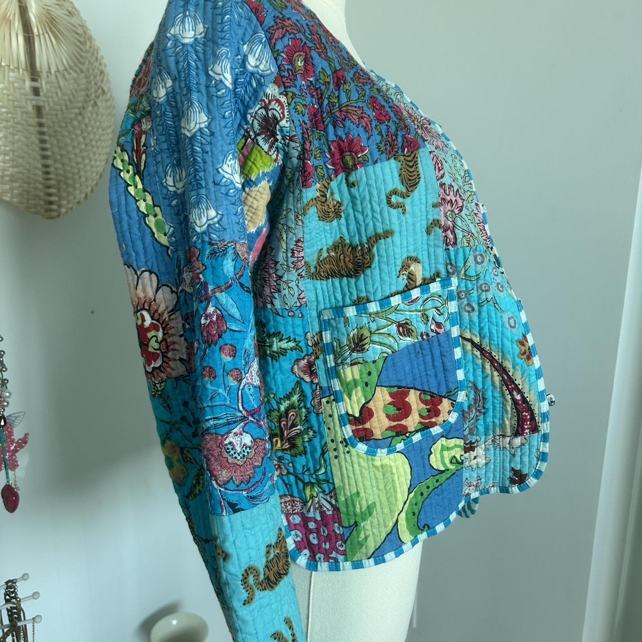 Women's Jacket - Blue/Multi - S – Blue patchwork … - image 2