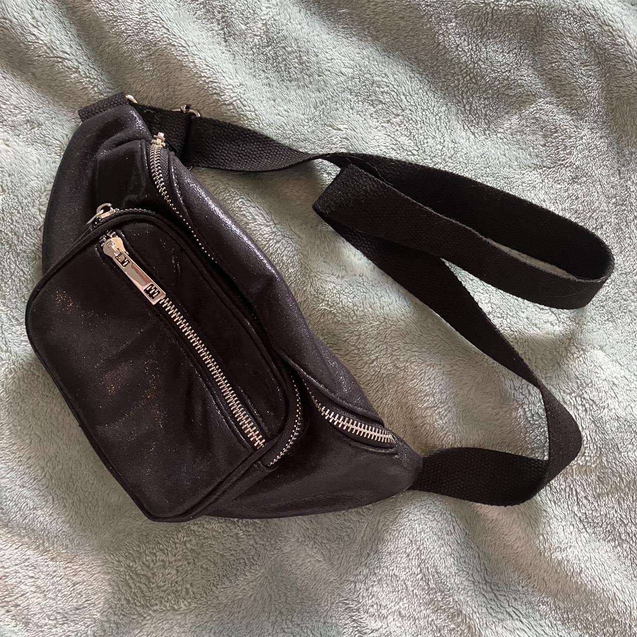 Miss Shop Myer waist bag in black shimmer in like Depop