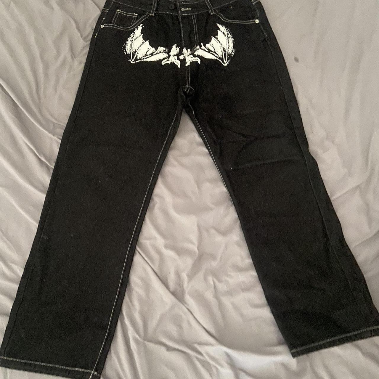 michael myers face jeans black and white barely... - Depop