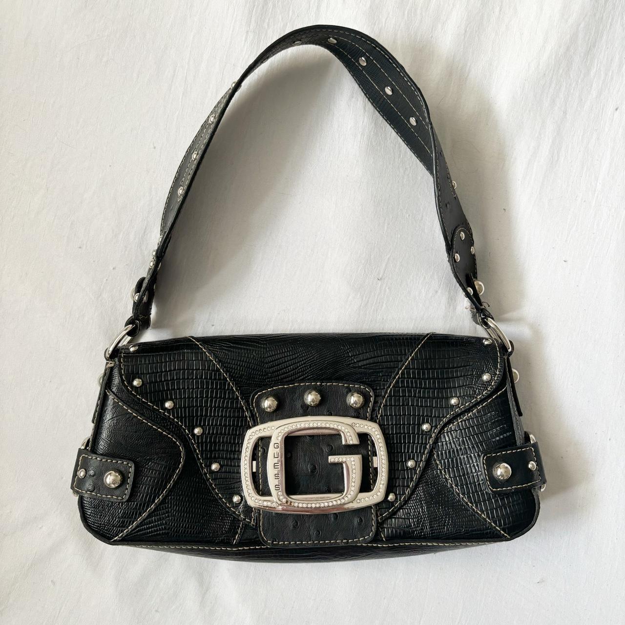 vintage black patent leather Guess shoulder bag.... - Depop