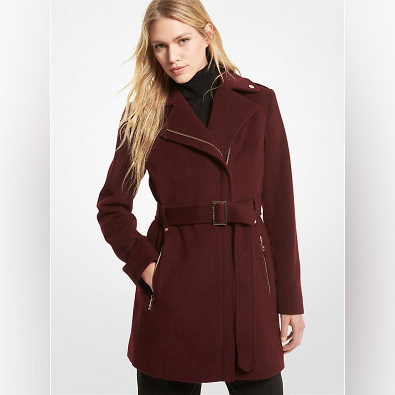 Michael kors wool blend zip front coat best sale