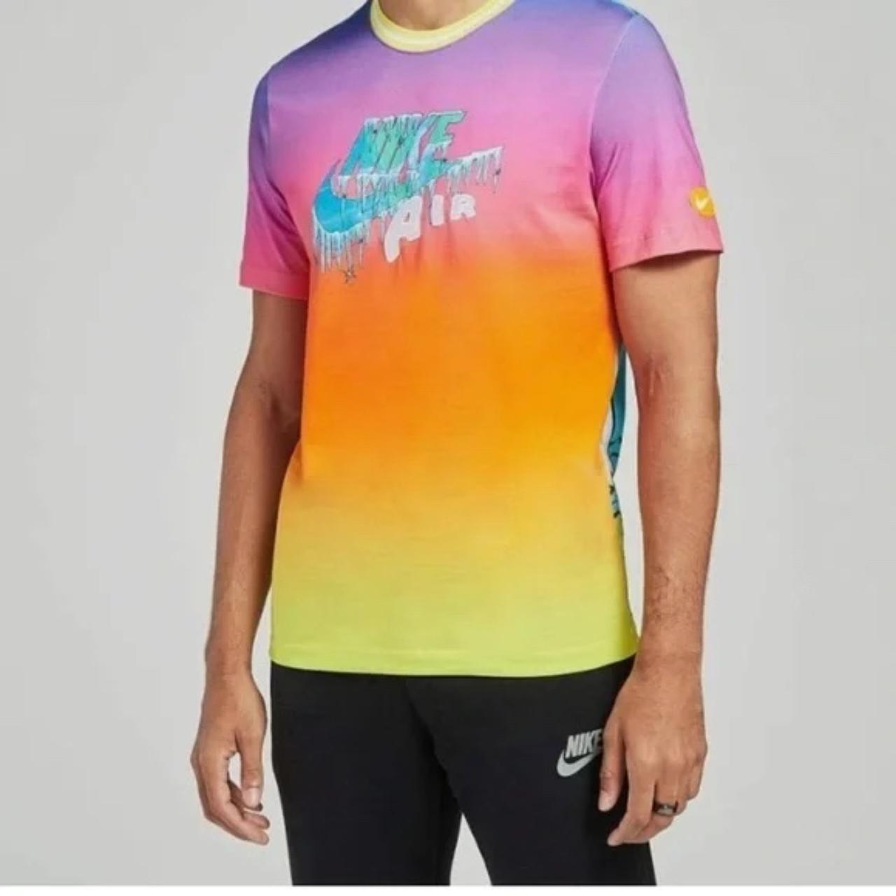 pink blue and yellow nike shirt