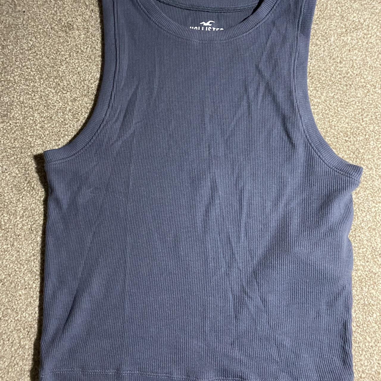 Hollister ribbed high neck tank in blue. Really... - Depop