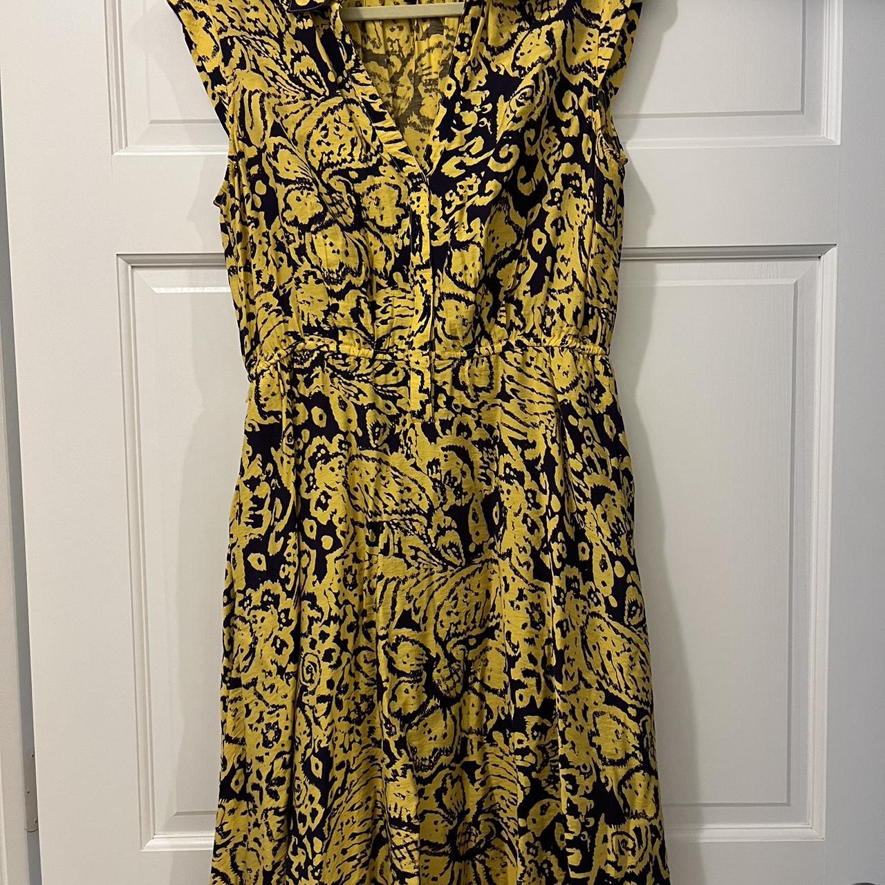 Adrianna Papell print flowers dress bright yellow Depop