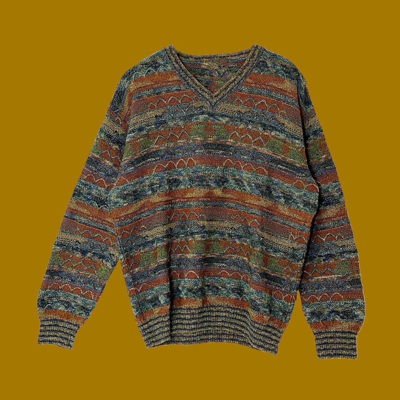 Women's Blue and Brown Jumper Depop