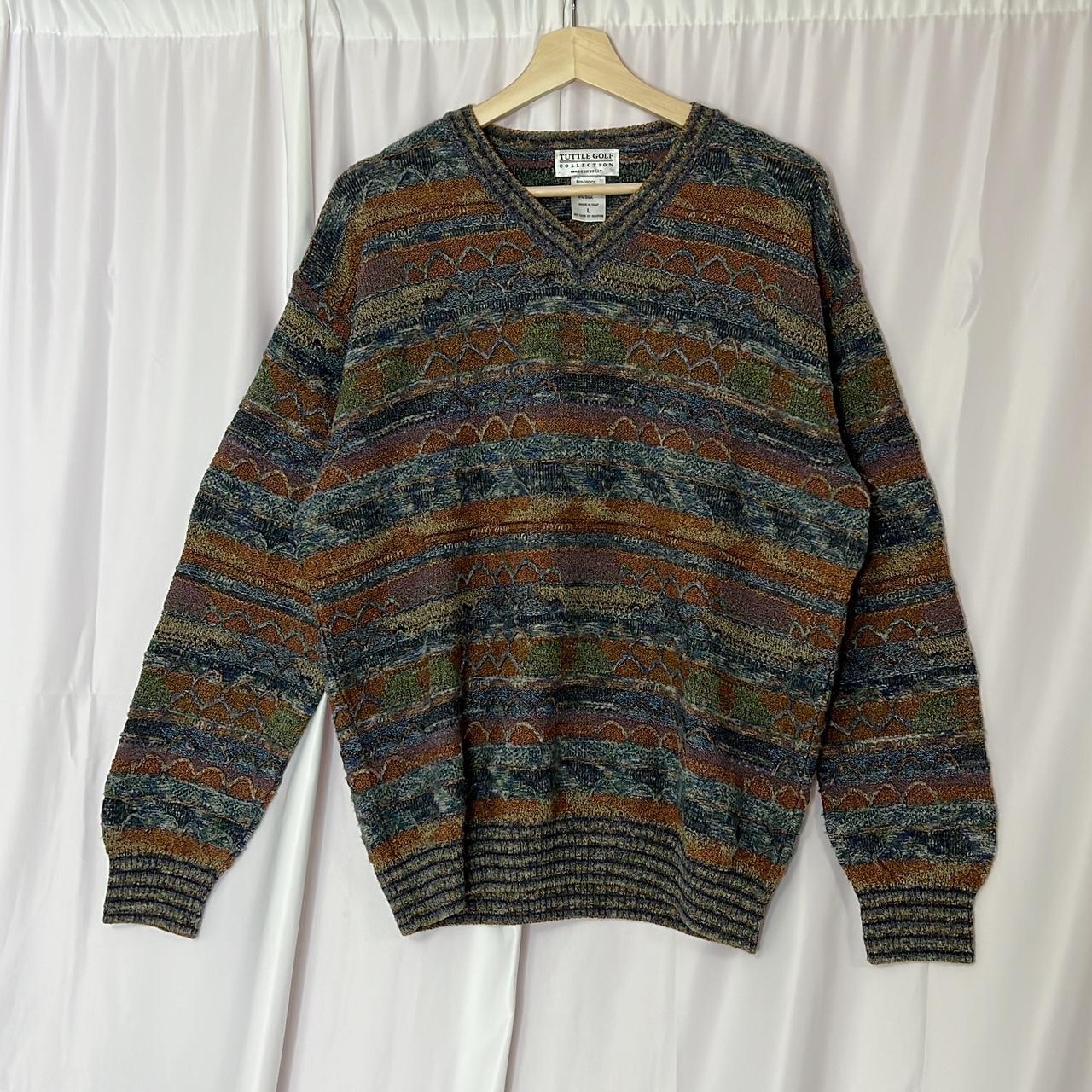 Women's Blue and Brown Jumper Depop