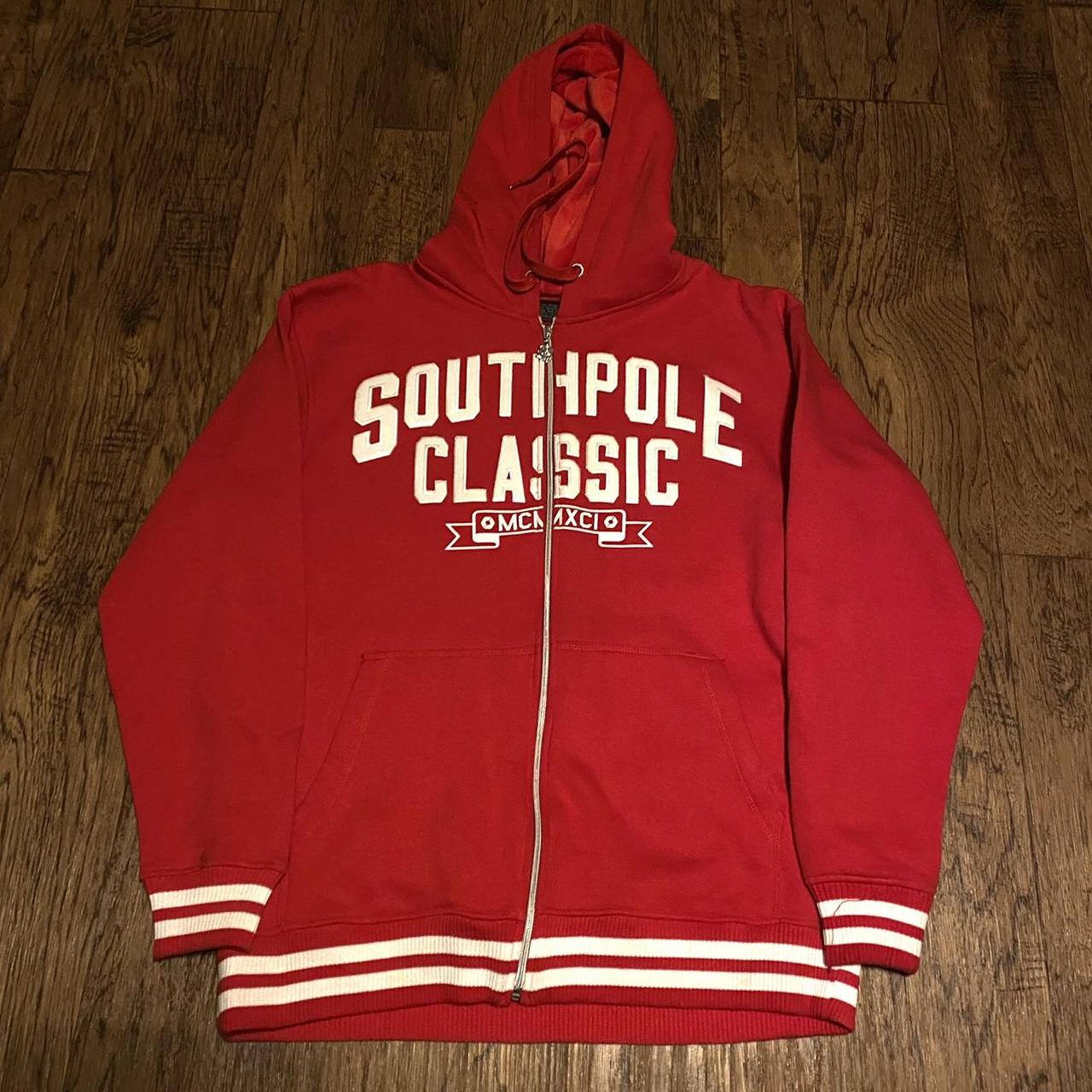 Y2k grunge baggy southpole red zip up hoodie Size... - Depop