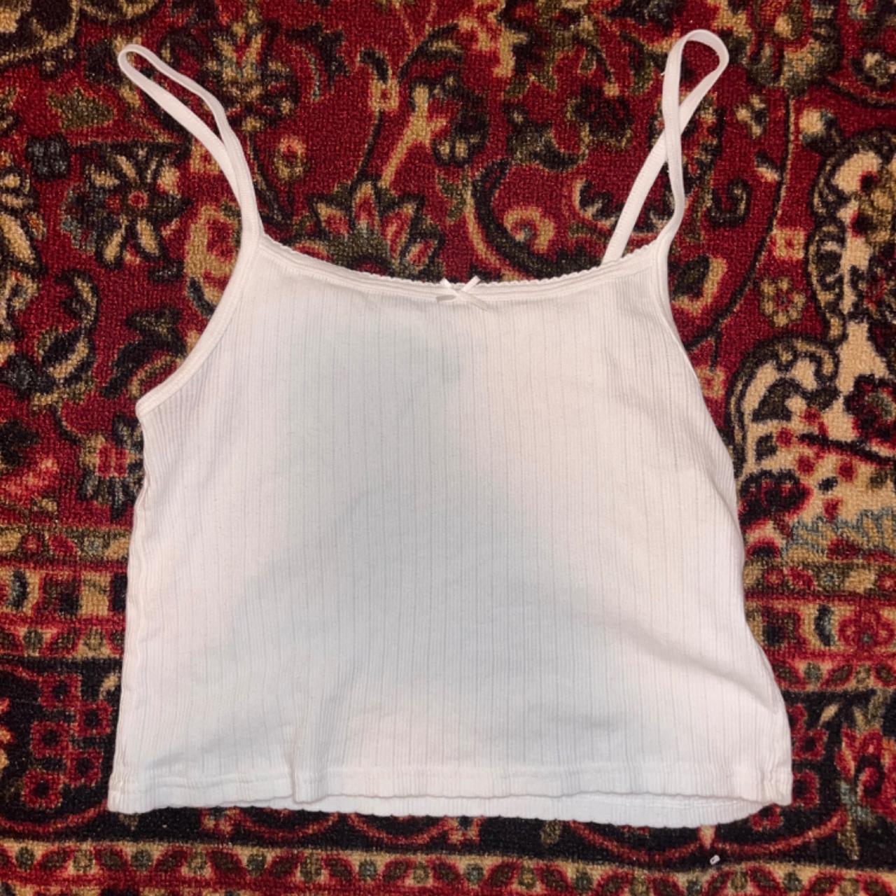 Brandy Melville White tank top 🤍 - adjustable bow - Depop