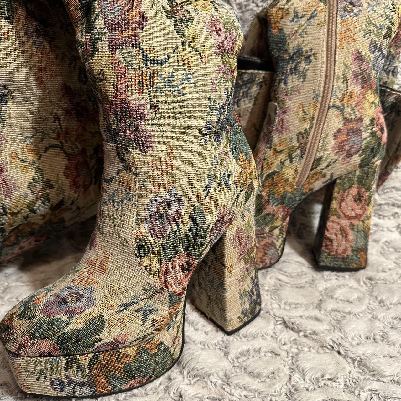 Sugar Thrillz Thigh High Floral Boots - brand new in... - Depop