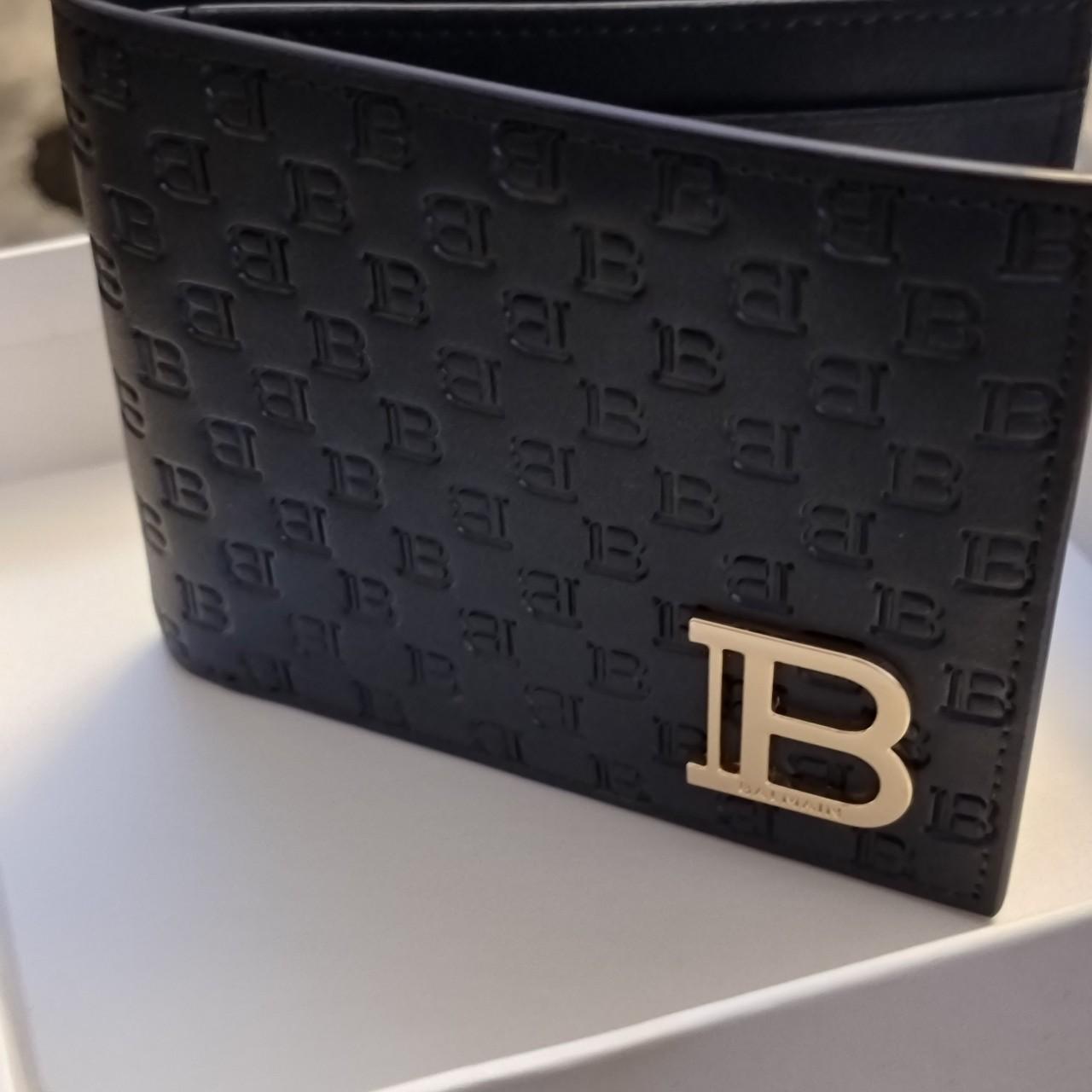 This Genuine Balmain Men's Black Leather Wallet is a | Depop