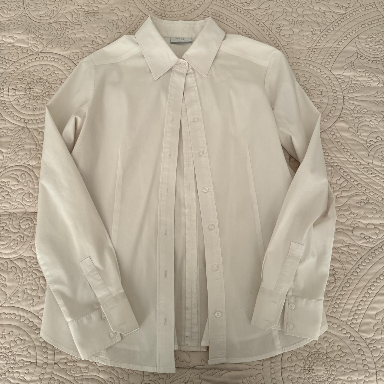 New York & Co white button down shirt, stretchy... - Depop