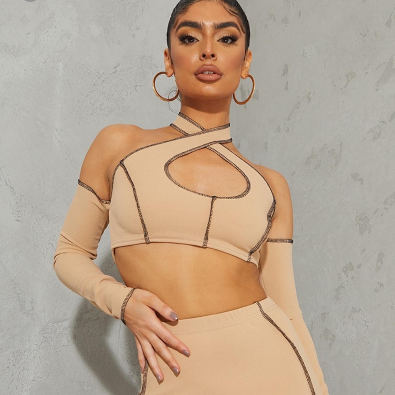 Beige cropped Bralet