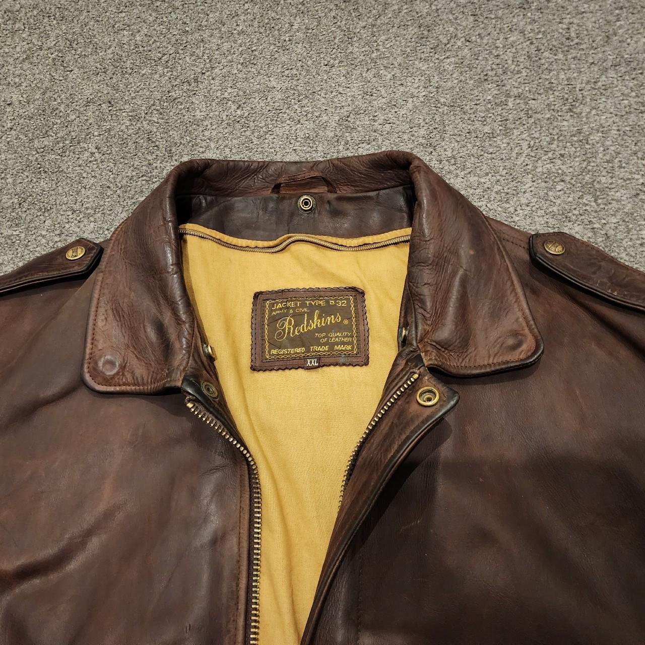 Vintage B32 Redskins brown leather jacket #leather... - Depop