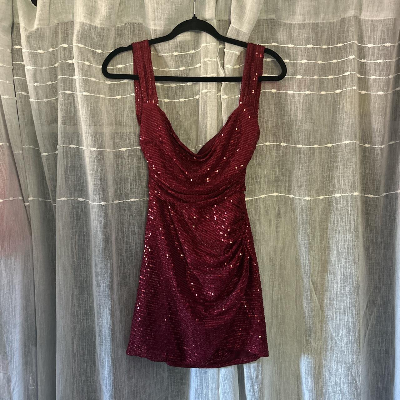 Melina Sequin Bodycon Dress in Red LUCY IN THE SKY... - Depop