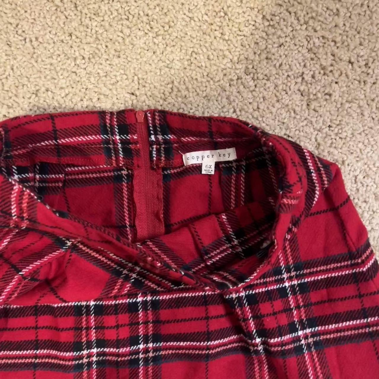 red plaid mini skirt! from the kids section but Depop