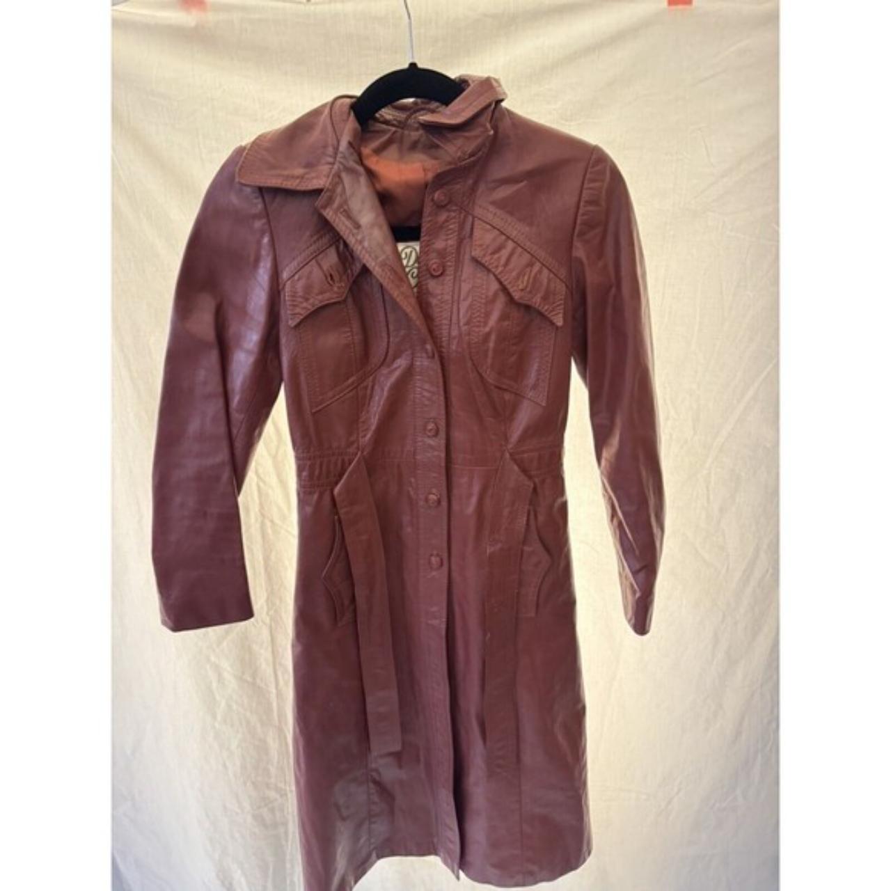 Vintage Genuine Leather Long Jacket Belted Button... - Depop