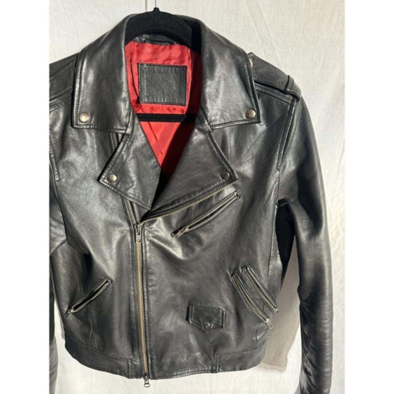 VTG Topman Jacket Motorcycle Biker Genuine Leather... - Depop