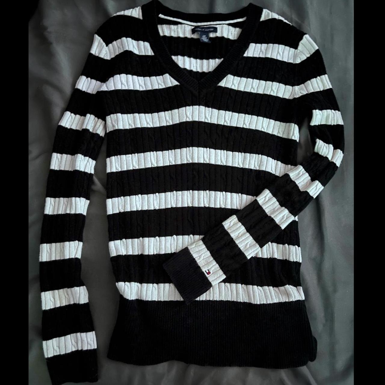 Tommy hilfiger black hot sale and white sweater