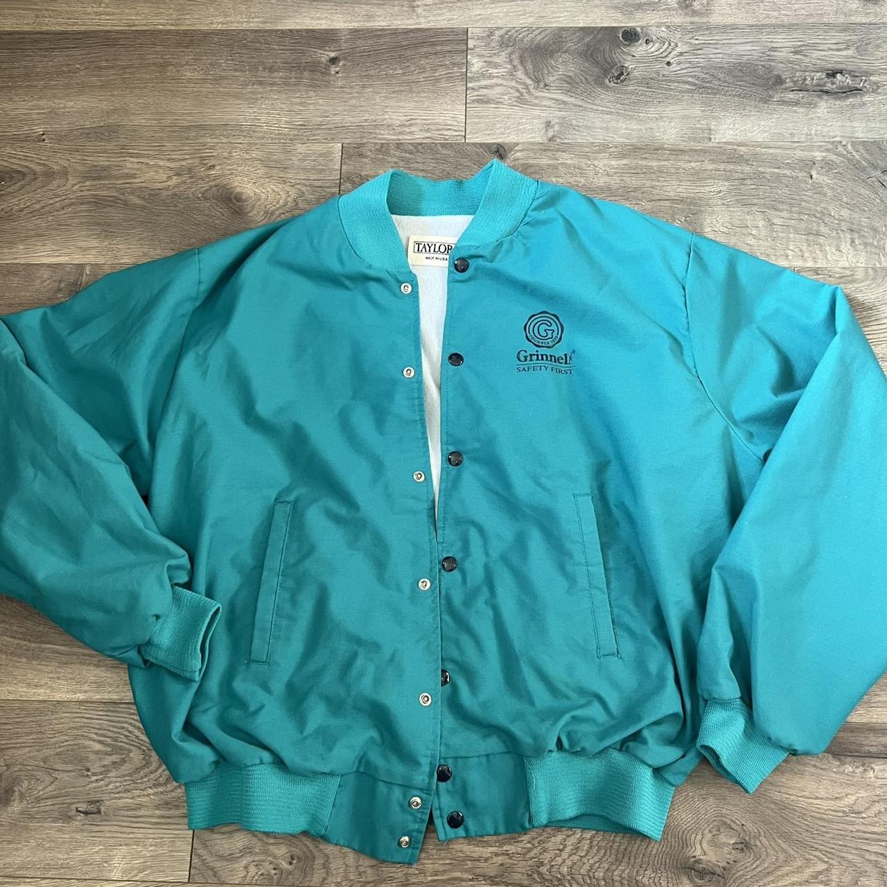 Vintage teal varsity jacket. Inner tag says size XL.... - Depop