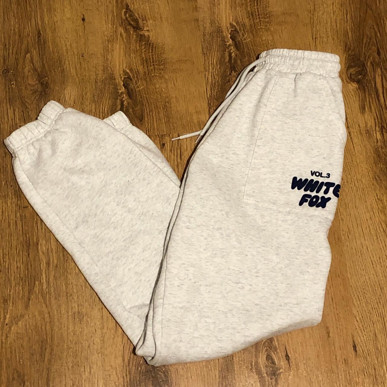 white and blue white fox joggers #whitefox... - Depop