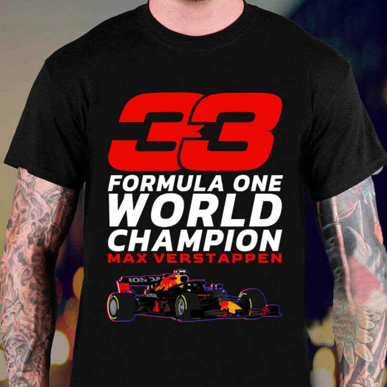 Max Verstappen World Champion Unisex T-shirt Size... - Depop