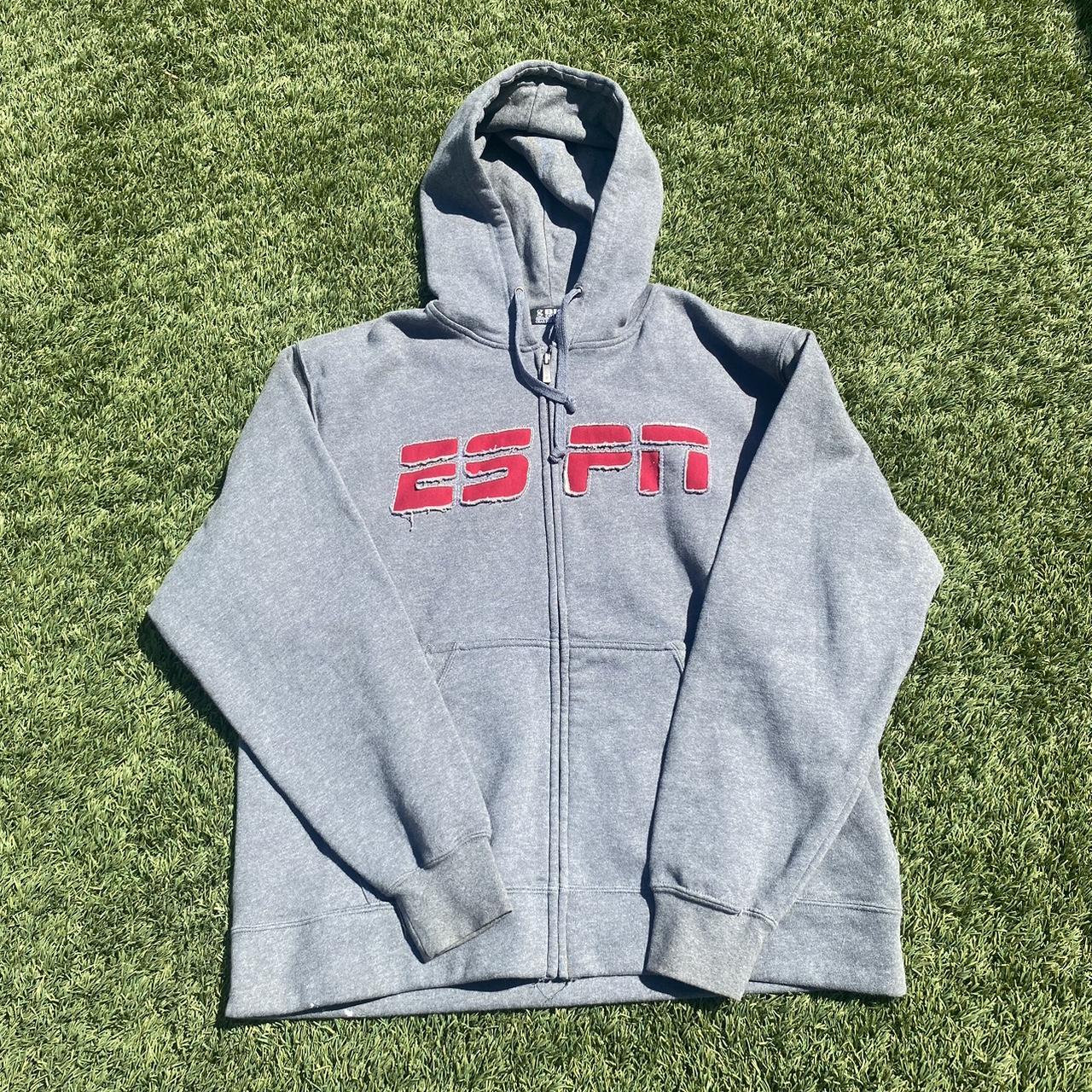 Essential vintage Y2K ESPN grey and red zip up hoodie Depop