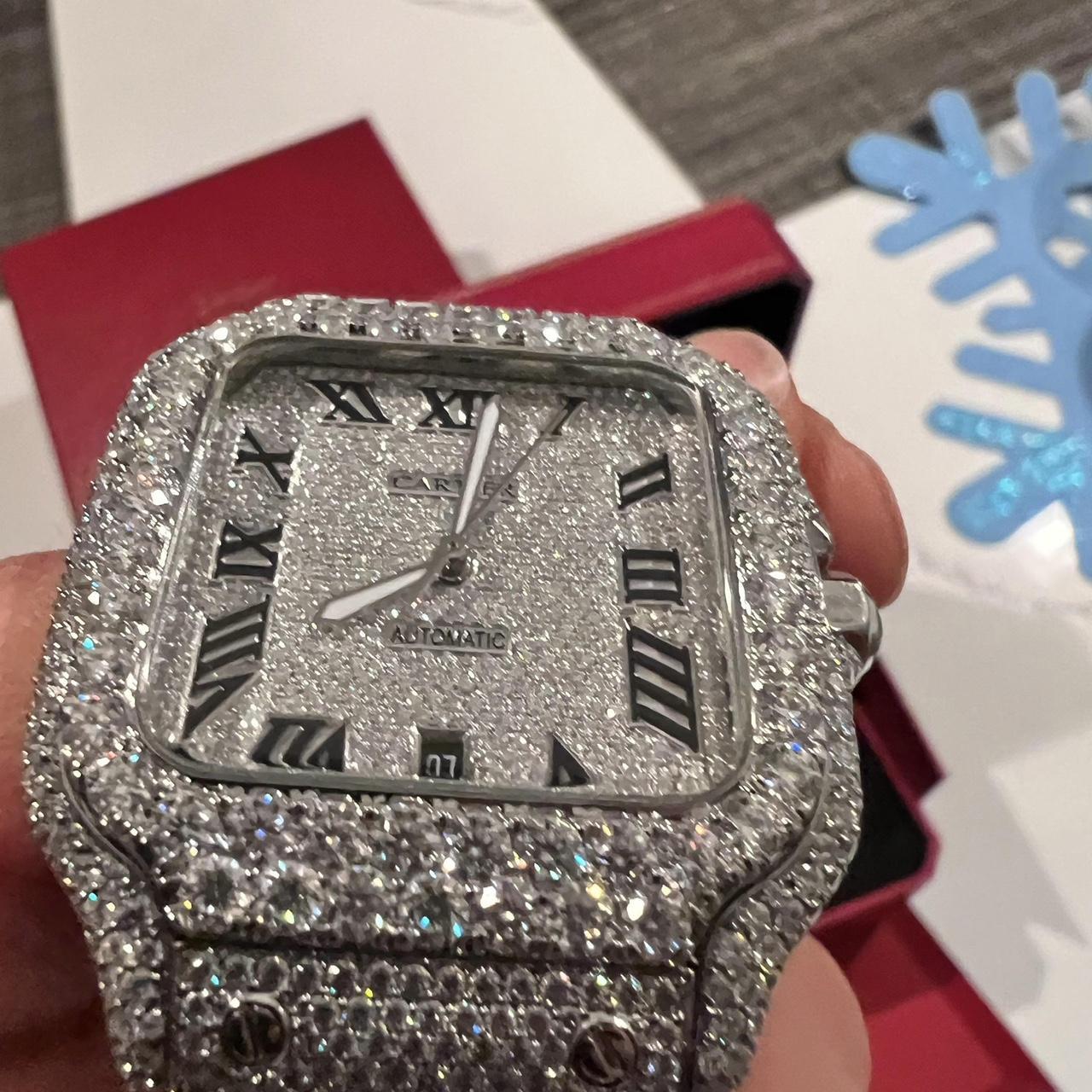 Cartier Santos Moissanite Watch 41mm Passes diamond | Depop Cartier Santos Moissanite Watch 41mm Passes diamond | Depop