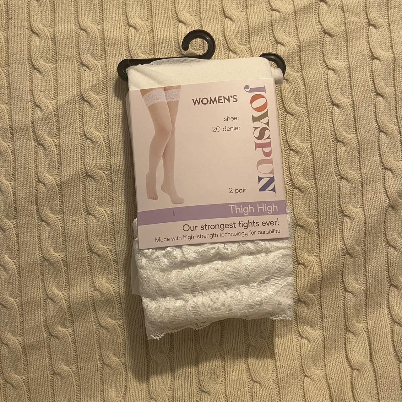2 Pairs of thigh high white socks / tights with lace... Depop