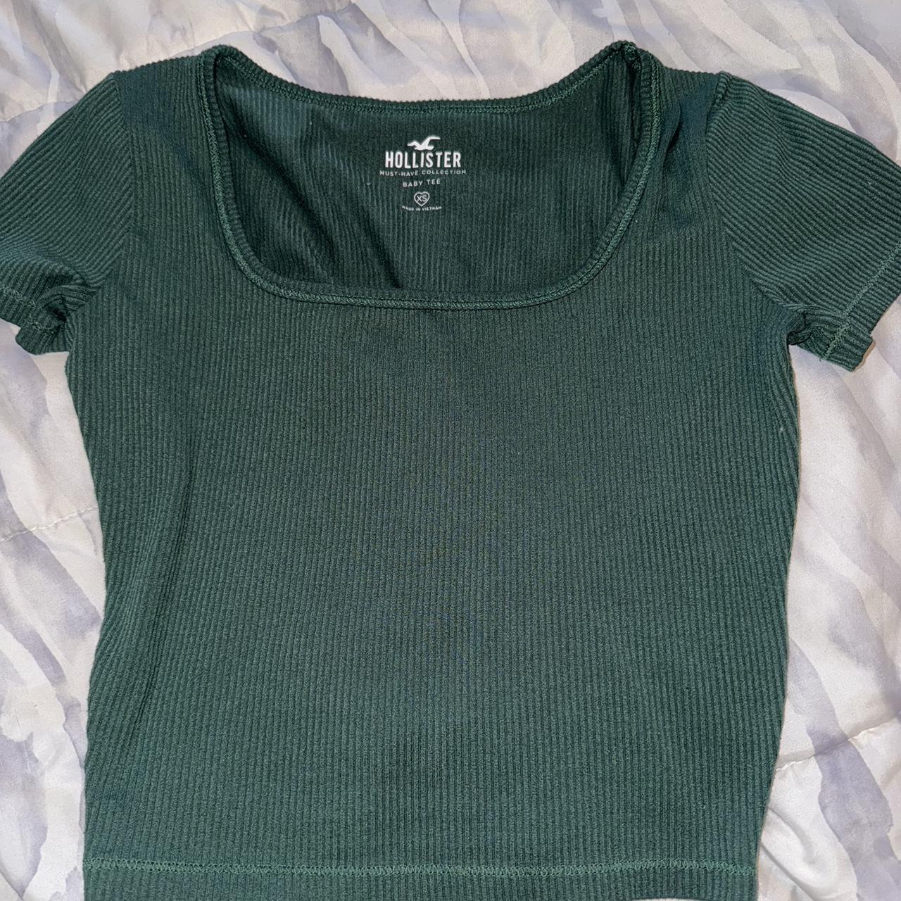 Hollister Dark Green Top worn a couple of times, no... - Depop