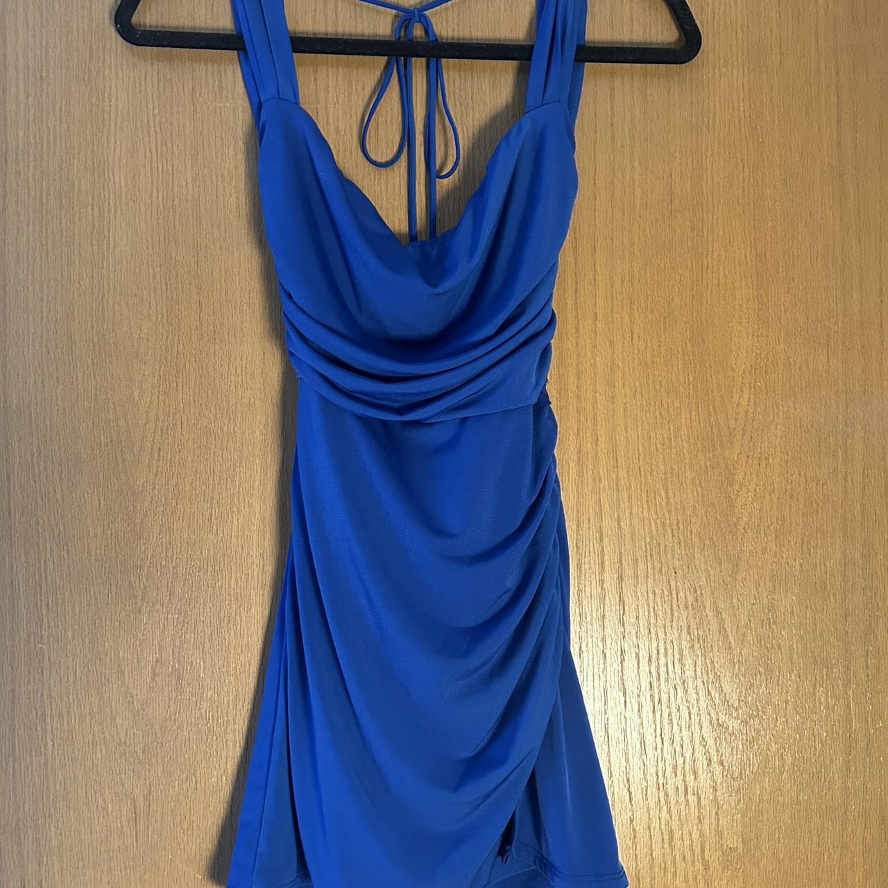 Lucy in the Sky XS blue open back tie up dress with... - Depop