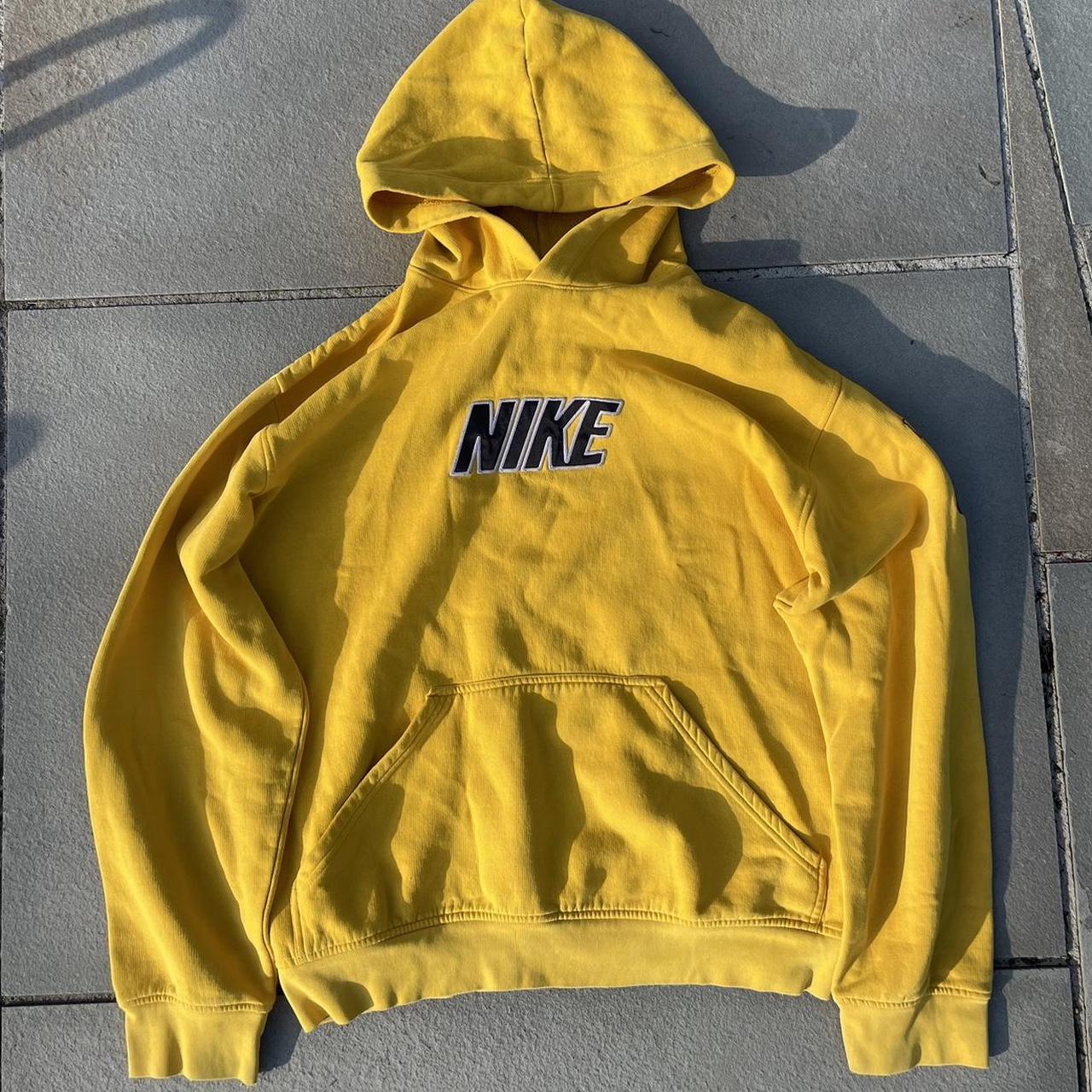 Vintage yellow silver tag Nike hoodie size - Depop