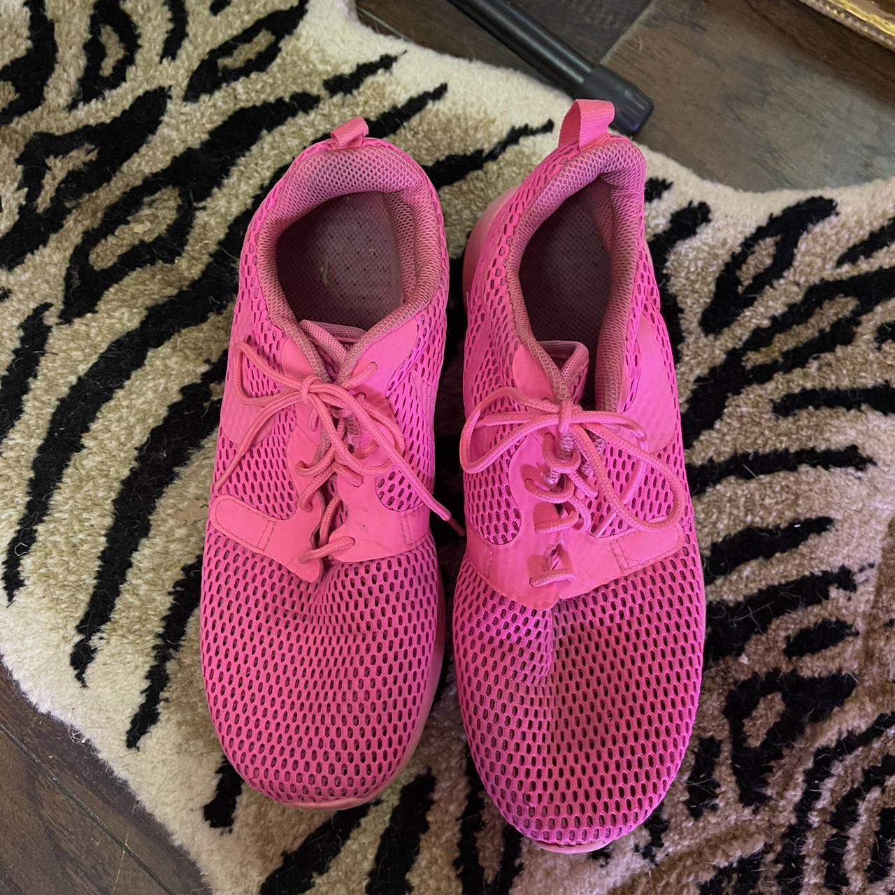 Hot pink Nike roshe running shoes. Depop