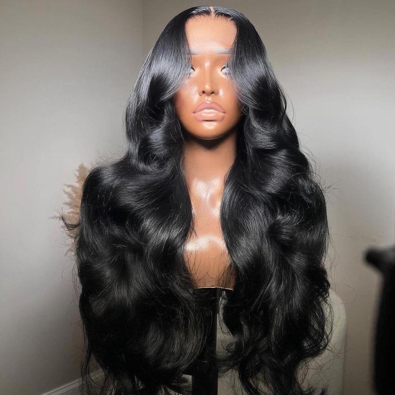 Custom 5*5 GLUELESS hd lace jet black body wave... - Depop