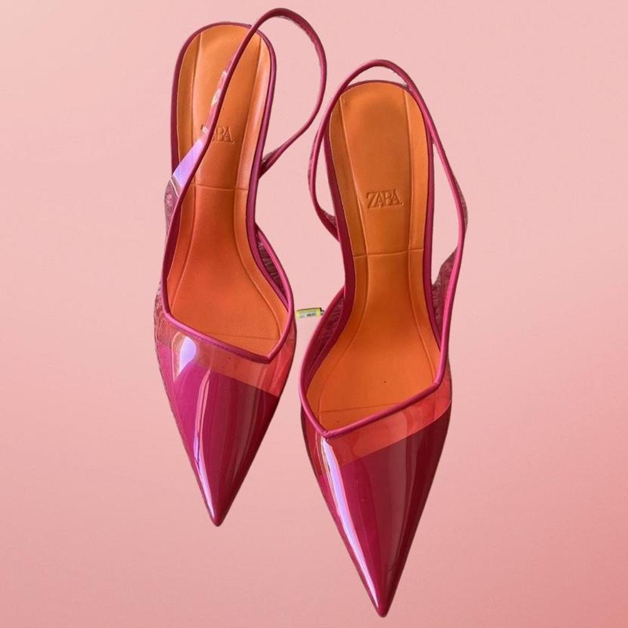 The cutest hot pink/orange kitten heels!! Brand:... - Depop