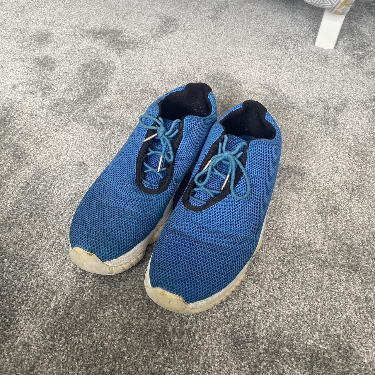 Jordan Future Low Blue and white trainers. Depop