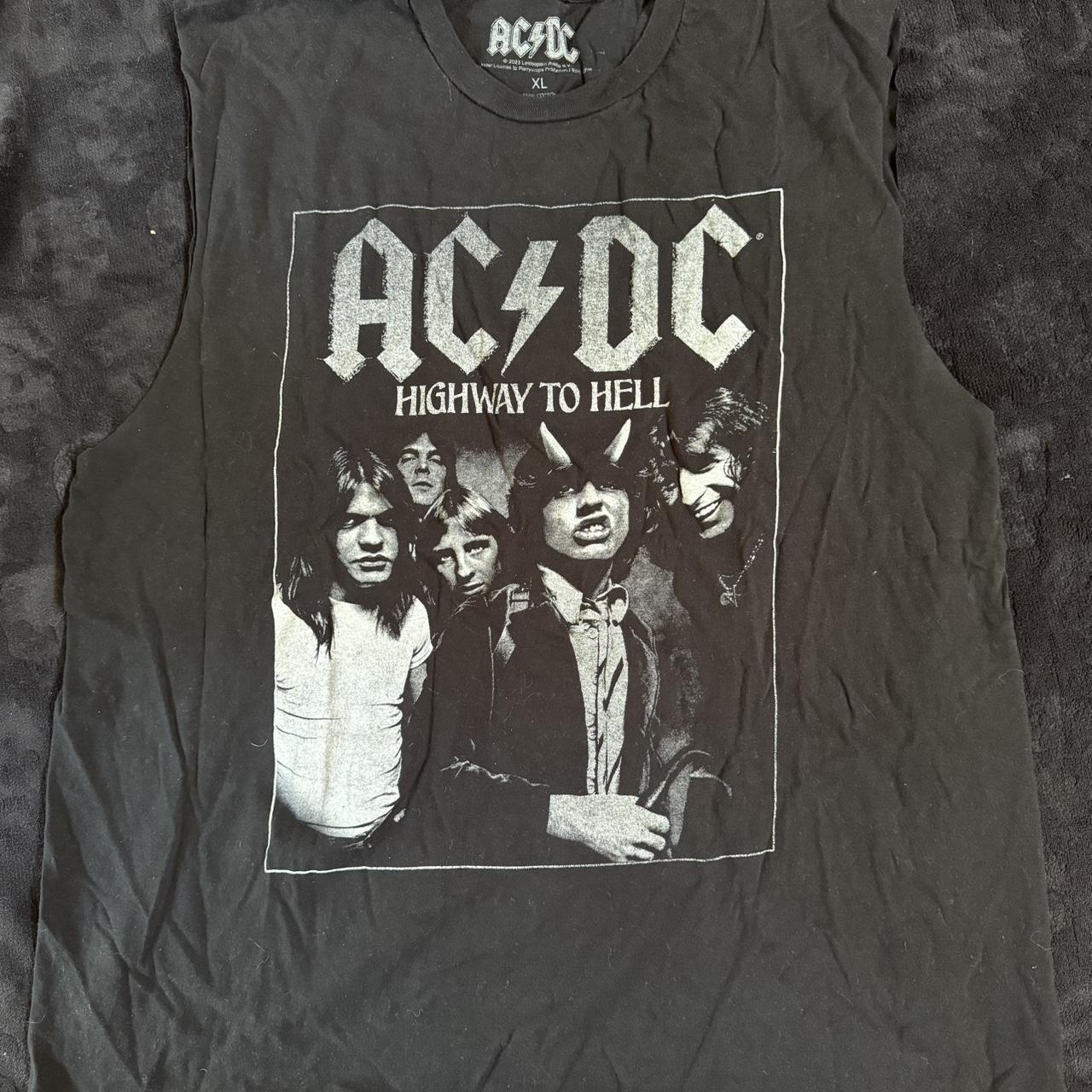 AC/DC band tee size XL Sleeves cut off #acdc... - Depop