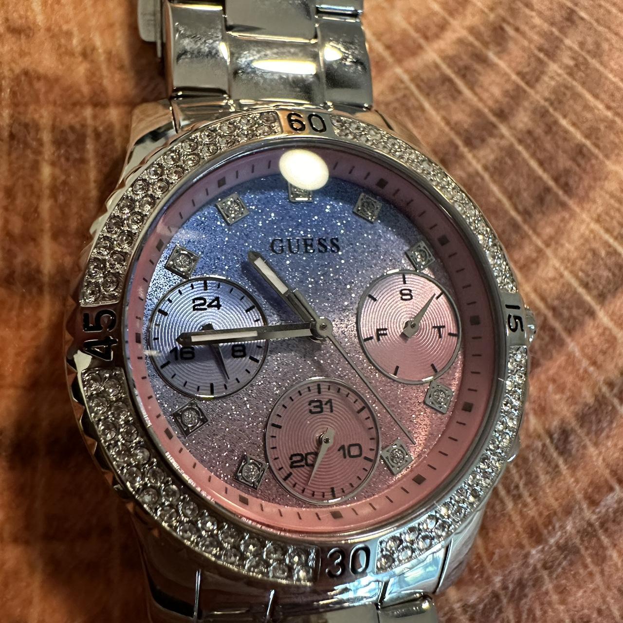 Guess Confetti Pink and Purple Stainless Steel Depop