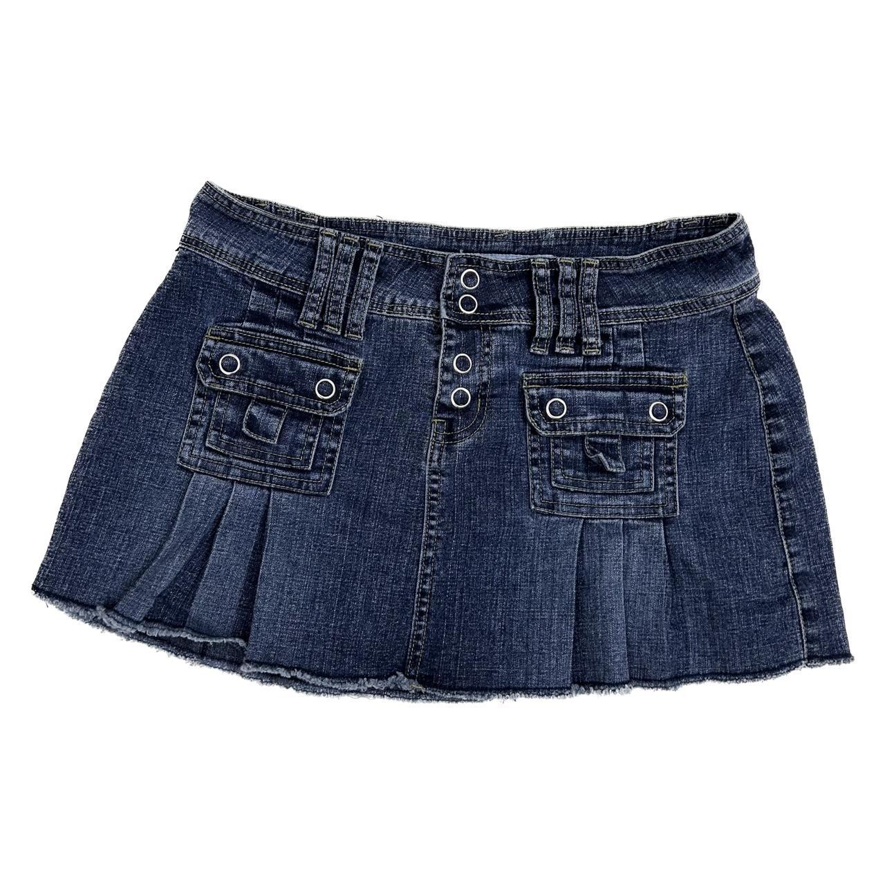 vintage 90s mini denim cargo pleated skirt Comfy... - Depop