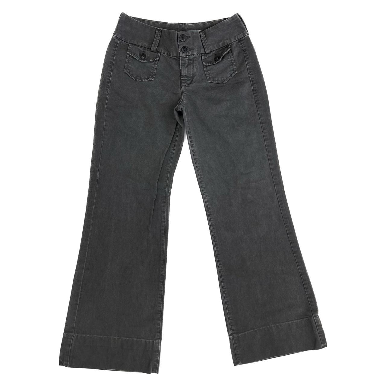 vintage y2k flared minimalist cargo pants in dark... - Depop
