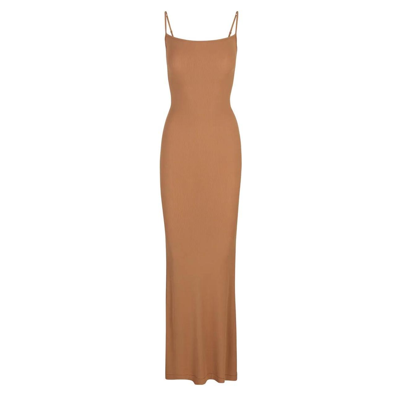 Skims camel color soft lounge spaghetti strap dress - Depop