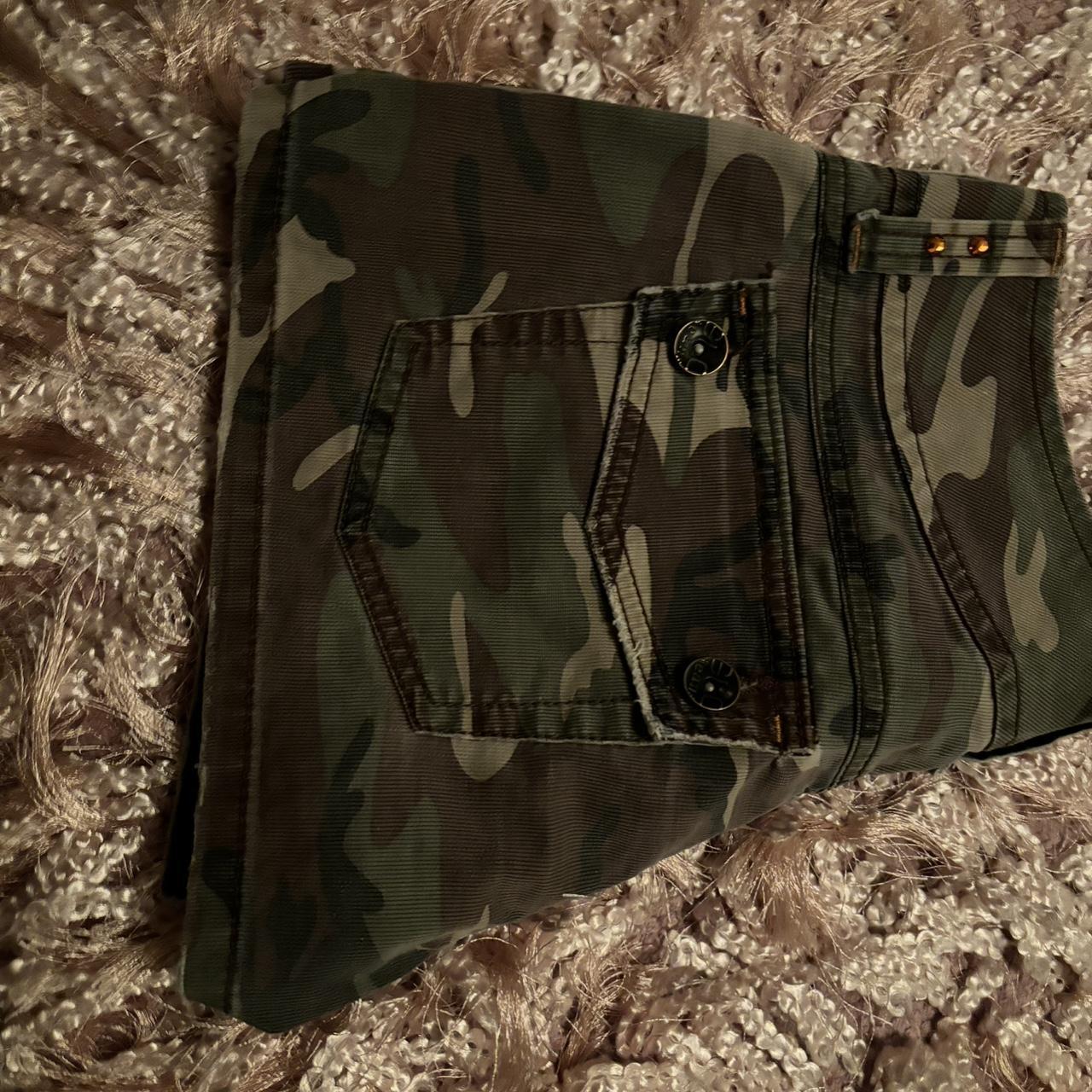 Glo Jeans Shorts | Y2K Glo Bedazzled Camo Micro Mini... - Depop