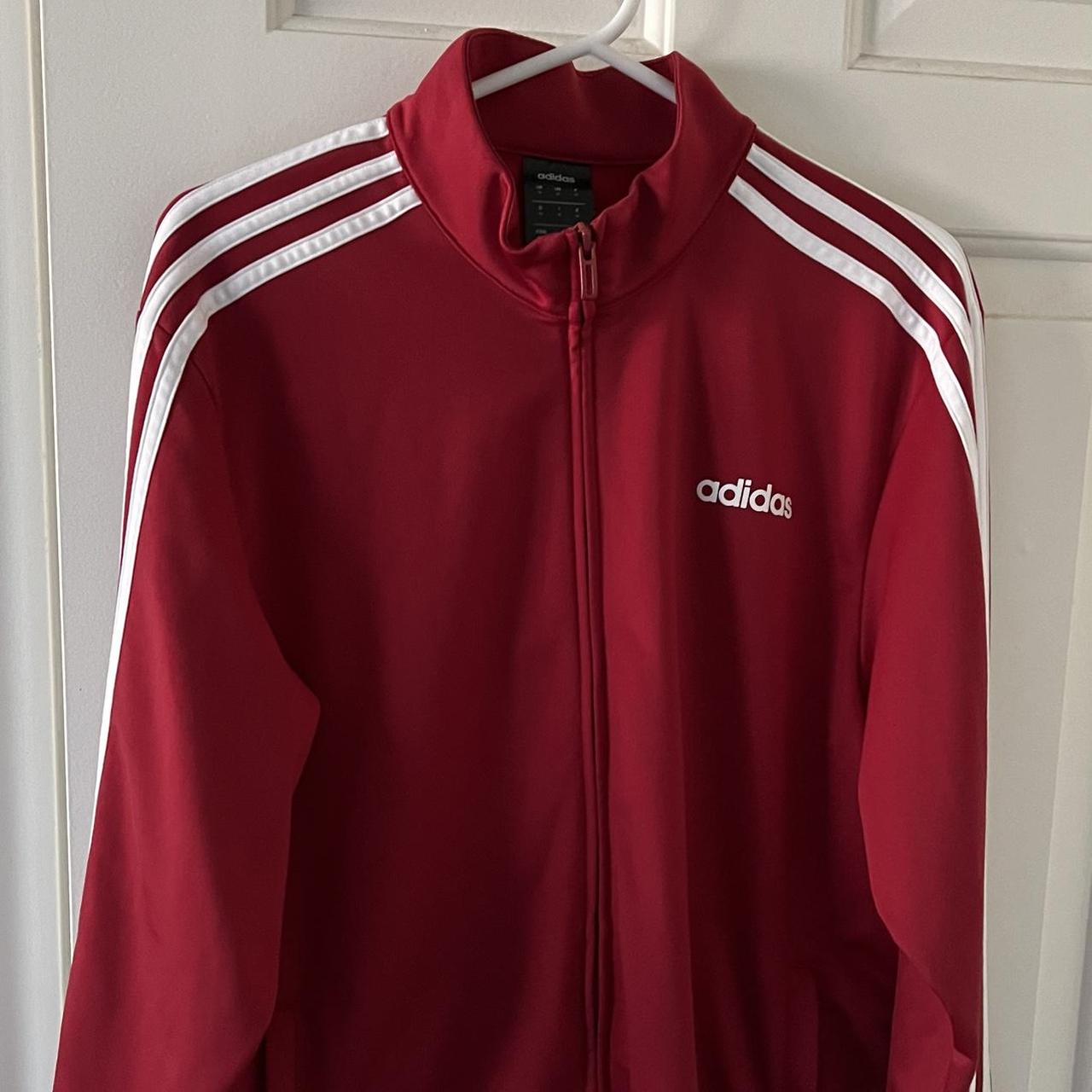 red and blue adidas jacket