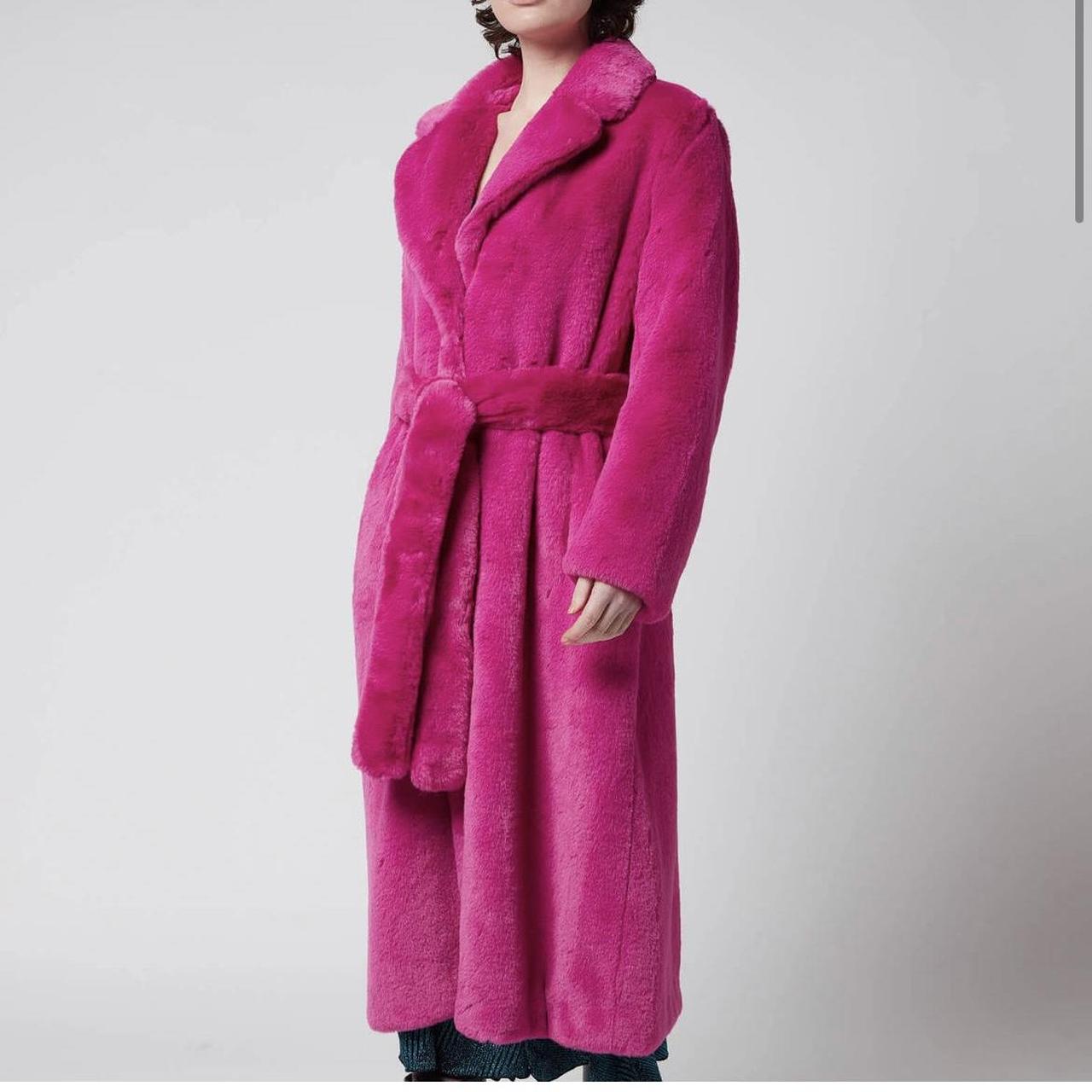 STAND studio long pink faux fur coat fits oversized Depop