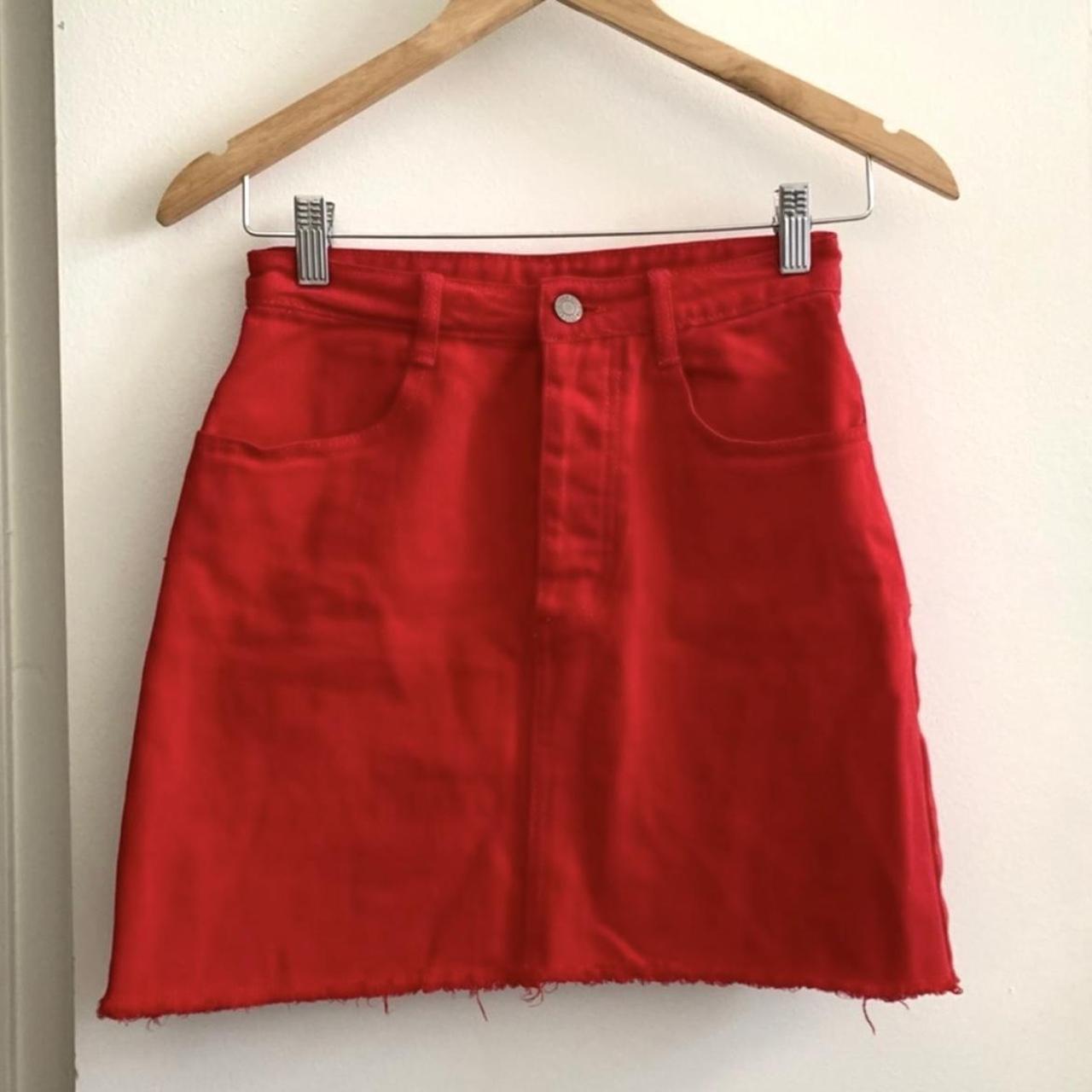 Brandy melville red denim skirt hotsell